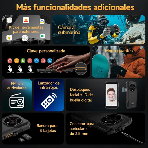 Celular Ulefone Armor X32 Pro 5g Dual Sim Rugged Phone 256gb Rom 8+8gb Ram 5.65 Smartphone Android 14 25mp Cámara De Visión Nocturna