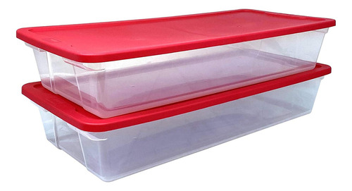 Caja De Almacenamiento Grande Transparente Con Tapa 2 Unidad