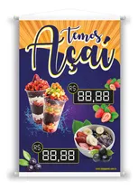 Comprar Placa Faixa Banner Temos Açaí - Editável Cor Temos Açaí Em Copo E Tigela