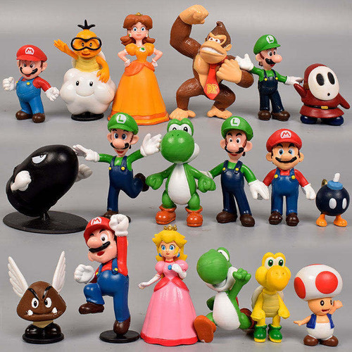 Set 18 Figuras Muñecas Mario Bros Luigi Yoshi Sapo Burro