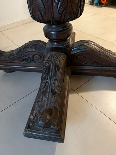 Mesa Comedor Redonda Madera Reliquia Calidad Vidrio Extensib Marrón Marrón (Usado)