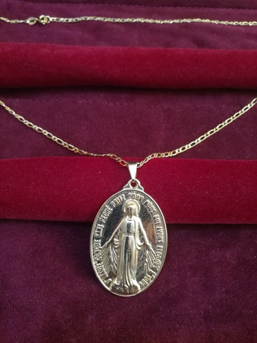 Imagen 3 de 9 de Cadena Baño De Oro 10k Con Virgen Prenda Collar