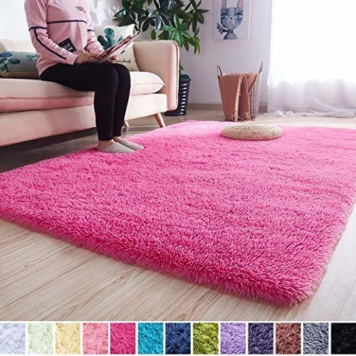 Imagen 1 de 7 de Alfombra Suave Sala O Dormitorio 4x5.3 Feet Rosa Encedido