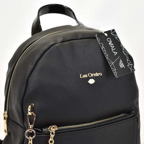 Mochila Las Oreiro Eco Cuero Mujer Original Bolsillo Corazon