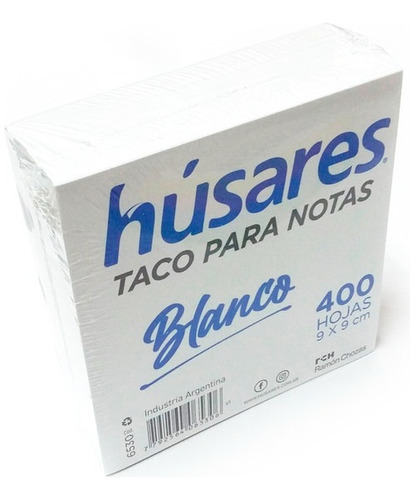 40 Taco Para Notas Blanco Husares 9x9 Cm 400 Hojas - 6530