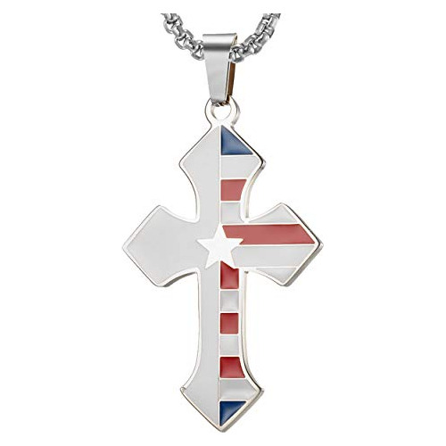 Bandera Americana Esmalte Collar Colgante Cruz Chicos, ...