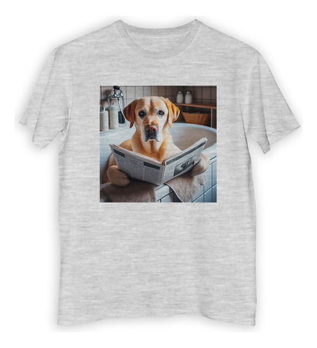 Remera Hombre Labrador Relax En La Bañera Leyendo