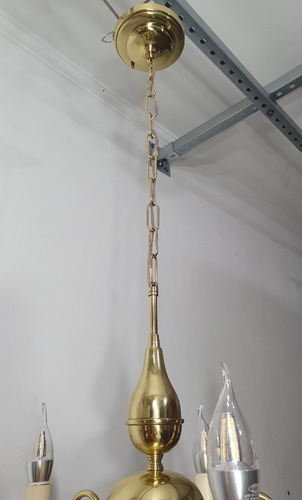 Lustre Bronze C/05 Braços E 01 Globo Central Opalina Branca (Usado)