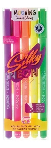 Lapiceras Roller Tinta Gel Silky X5 Color Neon Fluor Mooving