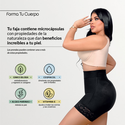 Faja Short Media Pierna Con Pretina | Ajuste Y Realce C-145 Negro Xl