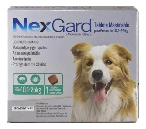 Nexgard Antipulgas Perros 10 A 25kg 6-comp- 180 Dias 