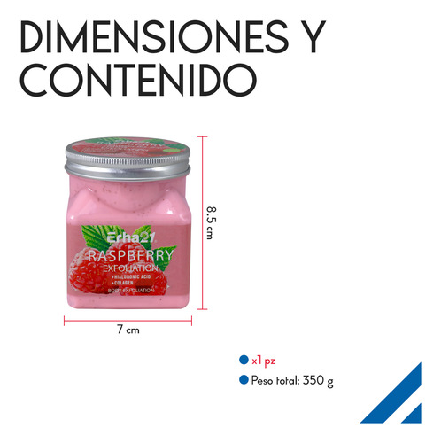 Exfoliante Corporal 350ml Hidratante Piel Suave Reafirmante Frambuesa