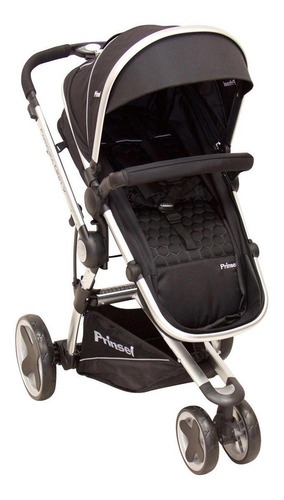 Carriola para correr travel system Prinsel Compass Elite LX negro con chasis color plateado