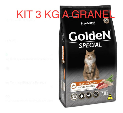 Kit 3 Kg Ração A Granel Golden Special Gatos Adultos
