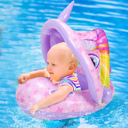 Flotador Inflable Cocodrilo Techo Asiento Bebe Rosa Piscina