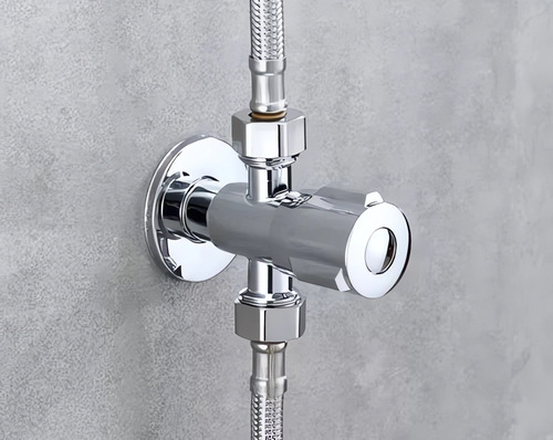 Llave Angular Doble 1/2 He En Acero Inoxidable Con Accesorio