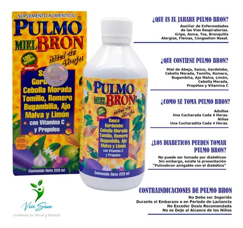 Pulmobron Jarabe Miel Tomillo 220 Ml - Original 100% Pb1