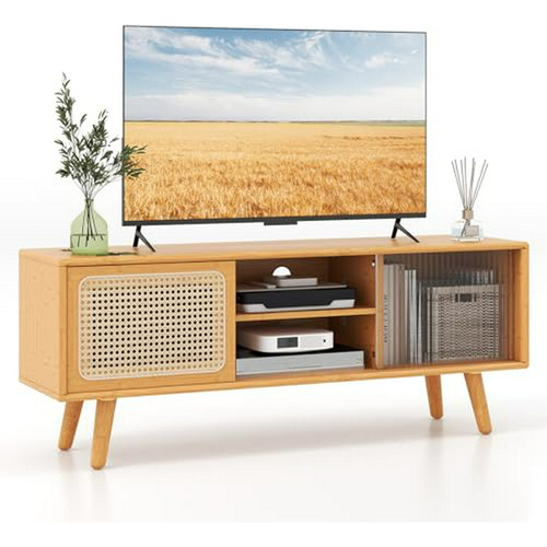 Mueble De Tv Giantex Para Salas De Hasta 55 , Bambú