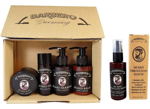 Barbero Grooming Beard Care Kit 4 Piezas - Aceite, Bálsamo, 