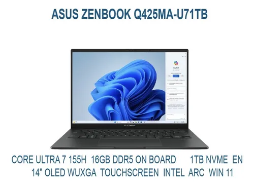 Notebook Asus Zenbook Q425m 14 Wuxga Táctil Ultra 7 1tb/16gb