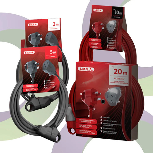 Prolongador Imsa 20mts 3x1,5mm C/luz + Sica Zapatilla 8 Toma