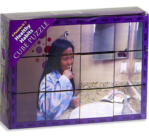 Cubo Puzzle Stages Learning Healthy Habits, Color Morado, 12