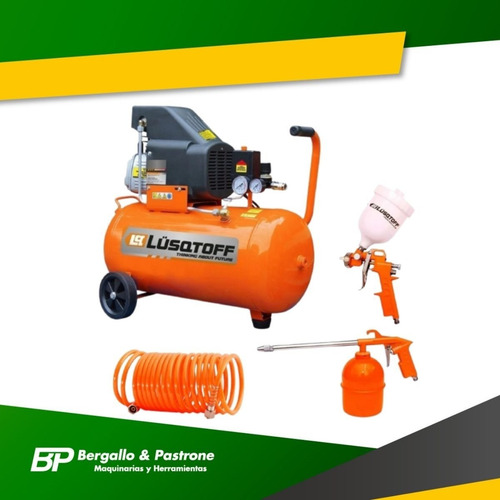 Imagen 2 de 7 de Compresor Lusqtoff Lc2550bk 50 Lts 2.5hp + Kit
