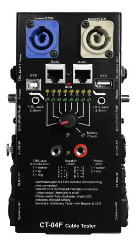 Venetian Tester Cables Audio Probador Usb Canon Xlr Speakon Plug Rj45 Ts Trs Miniplug Rca Jack Din Ficha Banana Full