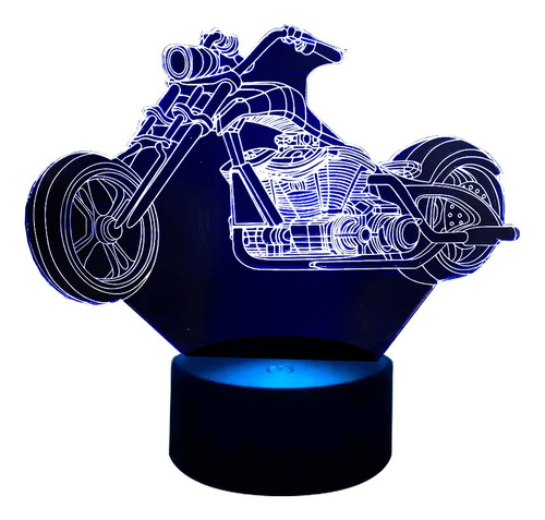 Lámpara De Mesa 3d Motocicleta Base Negra + Pilas Y Control