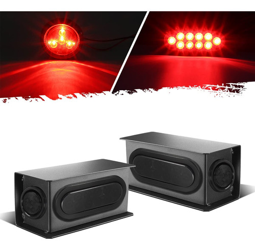 Partsam 2pcs Acero Remolque Rv Cajas De Luz Con 6  Led Ov...