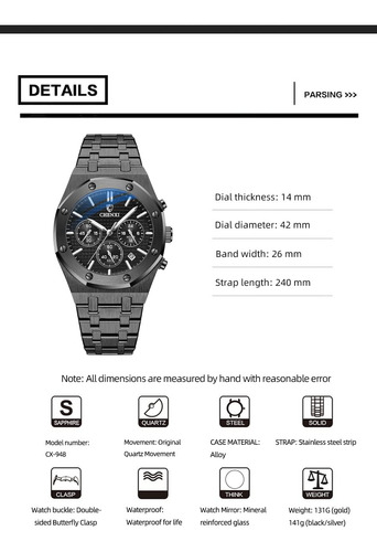 Gosasa Reloj De Lujo Para Hombre Cronógrafo Reloj De Cuarzo