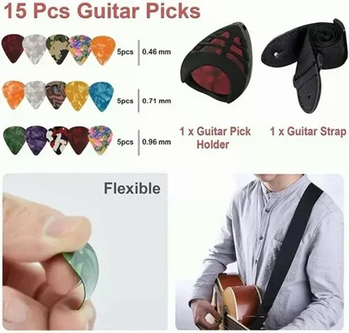 Kit De Guitarra Accesorios Para Acustica Cuerdas 66 Unidades