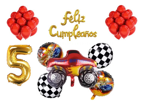 Set De Globos Hot Wheels 27 Piezas Decoración Fiesta Niño