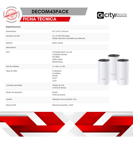 Kit De Router Inalámbrico Mesh Decom4 Para Hogar Decom43pack