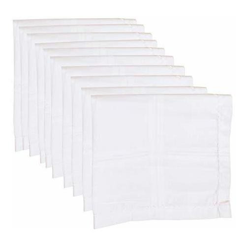 Paquete De 10 Pañuelos De Algodón Para Hombre, Color Blanco,