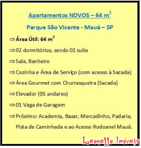 Lançamento Residencial À Venda, 64 M², Parque São Vicente, Mauá. Última Unidade!!! - Ap0265 - 67854955