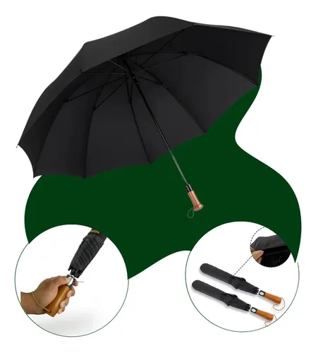 Guarda Chuva Automático Reforçado Grande Proteção Solar Uv Preto Liso