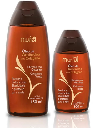 Imagem 1 de 5 de Kit 02 Óleos Corporal De Amêndoa Com Colágeno Muriel