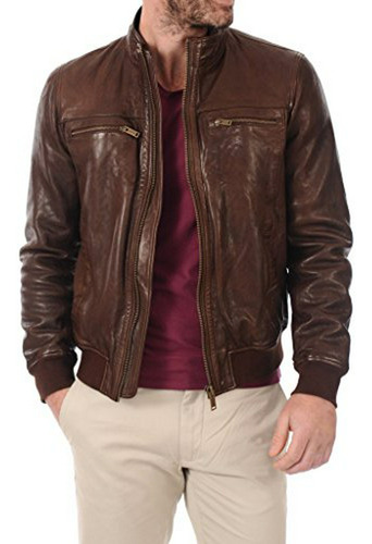 Chaqueta De Cuero De Cordero Para Hombre Leather Farm - Esti