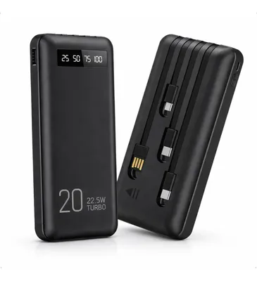Power Bank 20000mah Carregador Portátil Turbo Rápido 22.5w Display Digital Preto