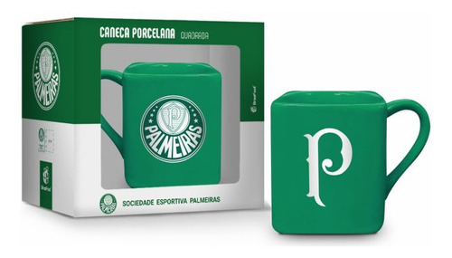 Caneca Quadrada Porcelana 220ml Time Palmeiras