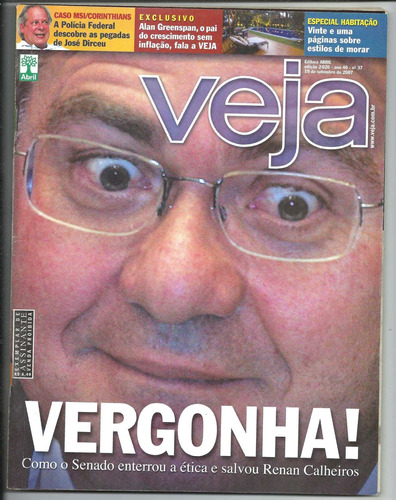 Revista Veja Antiga Nº 2026 Ano 2007 - Vergonha! - Eq