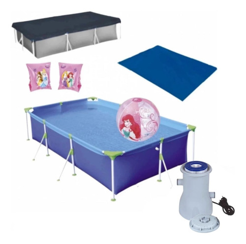 Kit Piscina 3700 L Capa E Forro E Bomba 110v + Boia E Bola I