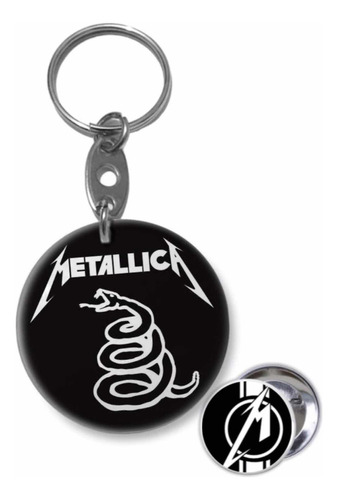 Llavero De Metal Circular Delgado Metallica Incluye Pin