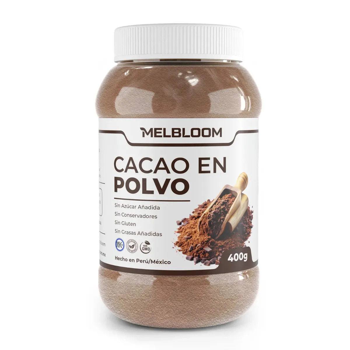 Cacao en Polvo | 400g | 100% puro y natural | Sin Azúcar y Sin Gluten | Apto para Dieta Vegana, Keto & Kosher | Producto Premium | Sin Aditivos y Conservadores | MELBLOOM