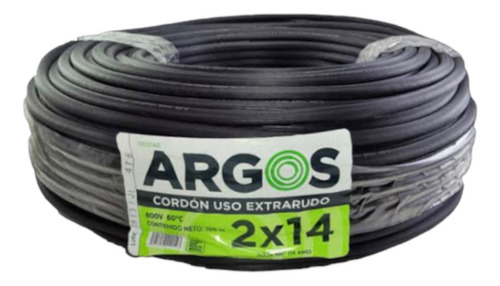 Cable Electrico Uso Rudo 2x14awg Cobre Rollo 100 Mts Argos 