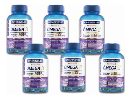 Ômega 3 1000mg 120 Caps - Catarinense Pharma - Kit Com 6