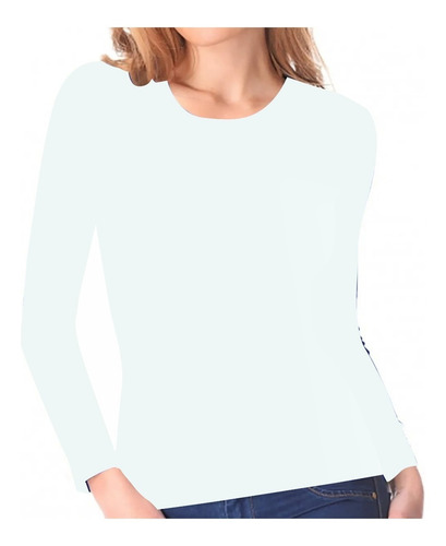 Imagen 2 de 7 de Remera Básica Dama Modal C/ Lycra Manga Larga- Suery