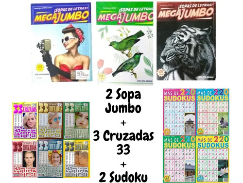 Paquete 7 Revistas Pasatiempos Sopa De Letras Cruzada Sudoku