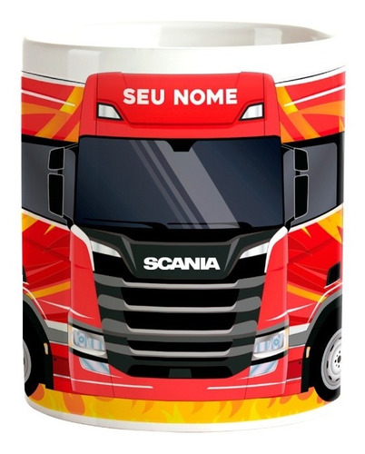 Caneca Caminhão Scania Personalizada Nome Xícara Café  